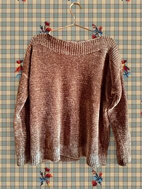 J. Jill Plush Chenille Crewneck Sweater in Brown
